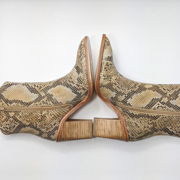 Free People 38 Barclay Brown Snake Embossed brown tan leather ankle boot western - Picture 7 of 8